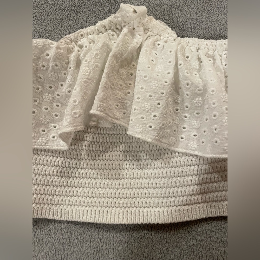 Zara Halter Crop Top with Eyelet Ruffle - Picture 2 of 4